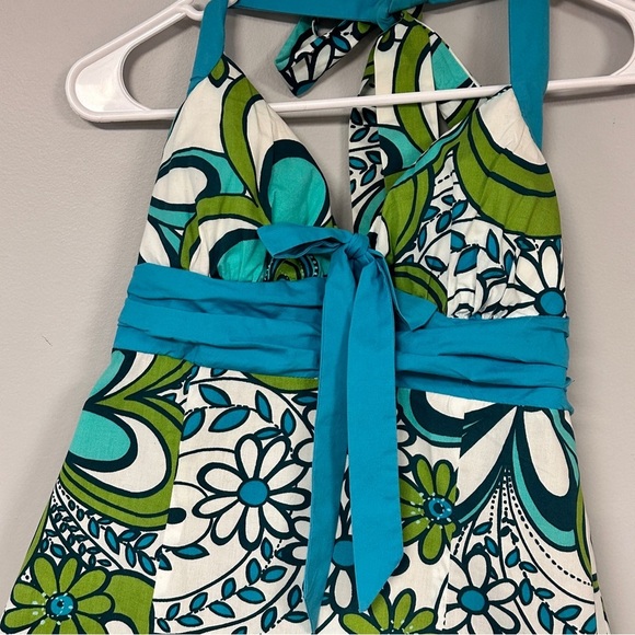 Trixxi Floral Halter Sundress Retro Flowers Party Resort Travel Y2K,  Belt,  7 - Picture 7 of 9